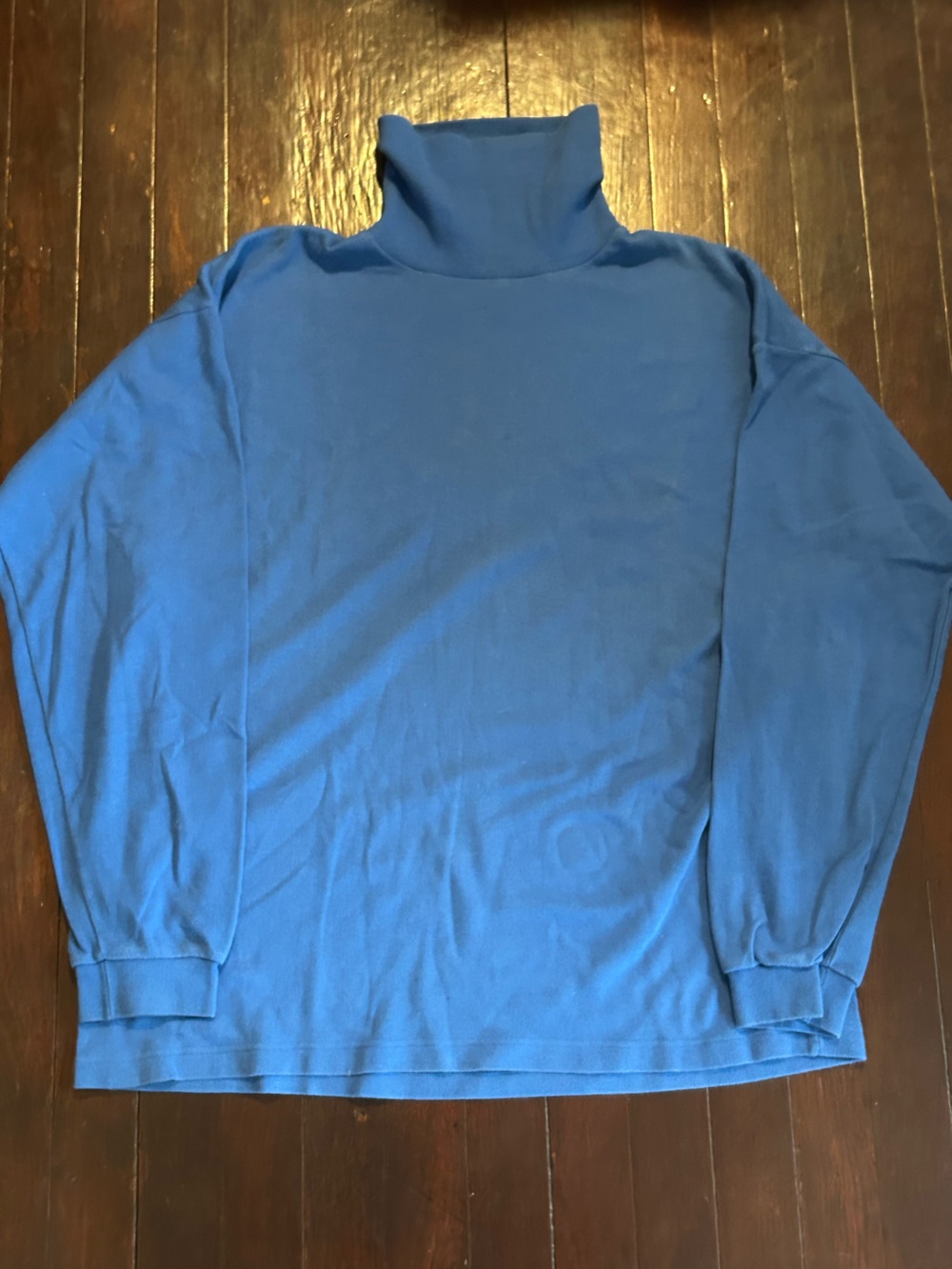 Badger women’s Blue 100% Cotton Knit Turtleneck Pullover Sweater Sz L